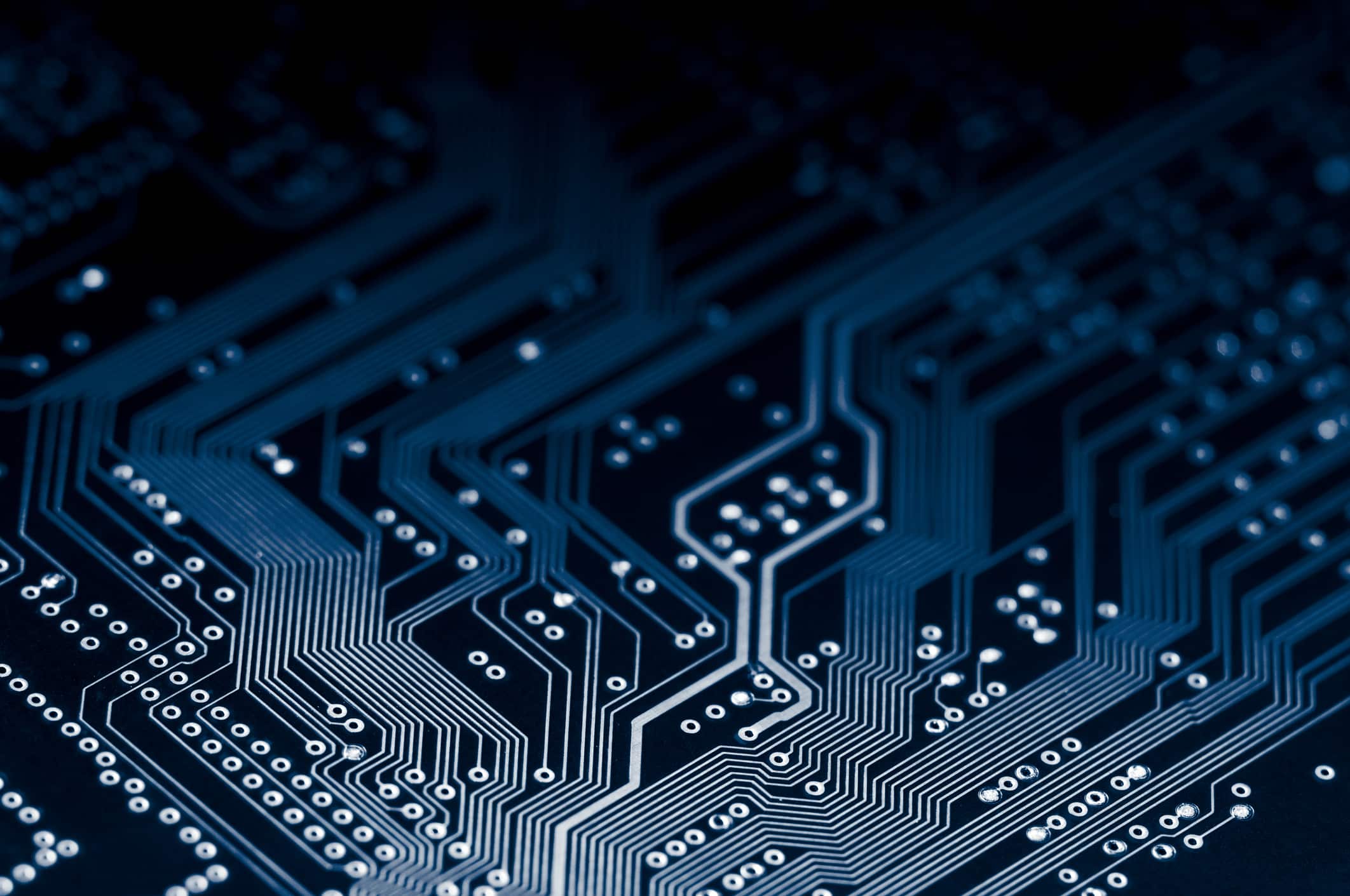 Macro shot of electronic circuit board representing modern technology.